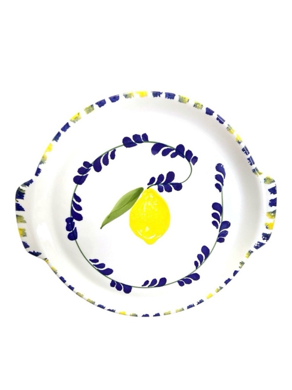 Large‎ Hand Painted Lemon Platter Italian Ceramic Serving Dish with Handles 14”